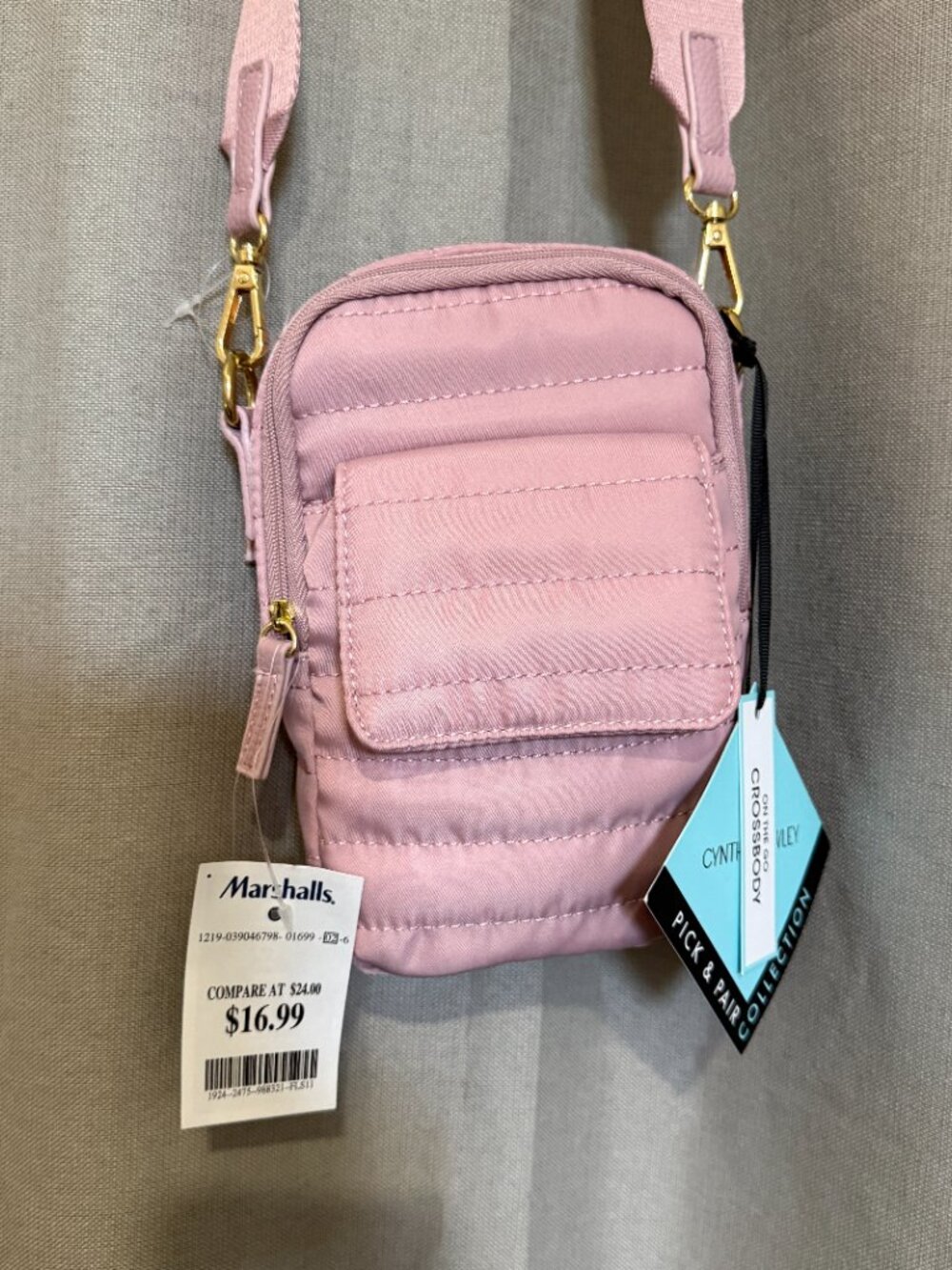 NWT Cynthia Rowley Blush Pink Quilted Crossbody Bag | Adjustable Strap | Lightwe